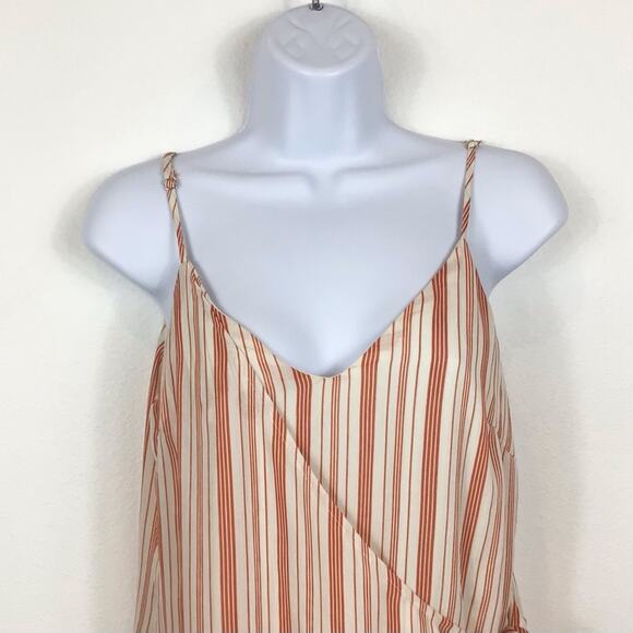 NECTAR Orange & White Stripe Spaghetti Strap Wrap Mini Dress size S - Picture 2 of 5